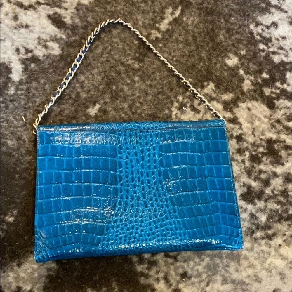 Royal blue crocodile leather vintage bag purse